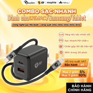  Combo sạc nhanh 9fit 20w 35W 65W công nghệ GaN PD cho iPhone tablet android - Bảo hành chính hãng 