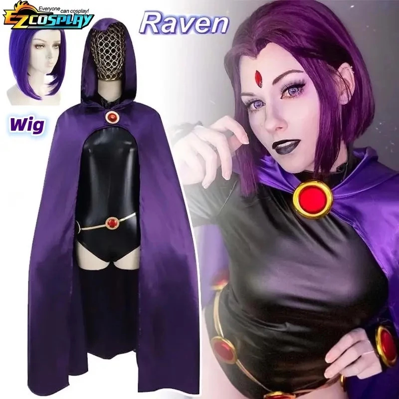Teen Titans Raven Cosplay Costume Deluxe Jumpsuit Cloak Belt Suit Đồng phục Halloween cho phụ nữ