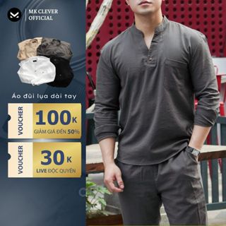 Áo Đũi Lụa Nam Dài Tay MK CLEVER Chất liệu đũi lụa mềm mịn, thoáng mát