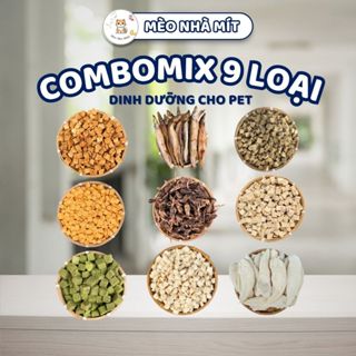 [ Túi 100gr-200gr] COMBOMIX 9 loại Thịt sấy khô cho chó mèo, Giảm rụng lông cho chó mèo, Thức ăn cho chó mèo