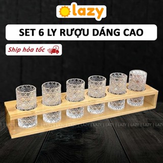 [Set 6] Ly Uống Rượu Thủy Tinh Shot LAZY Không Đế Cầm Dáng Cao 20ml Ship Hỏa Tốc DT250800301