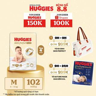 Tã quần Huggies Skin Perfect Mega Jumbo M98+4/ L88+4/XL72+4/XXL64+4 với 2 vùng thấm giảm kích ứng da