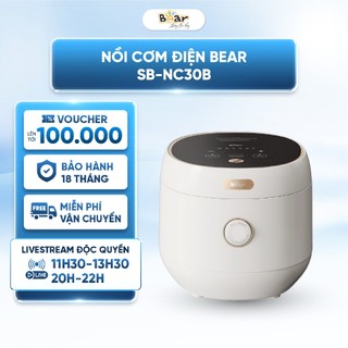  Nồi cơm điện 3 lít Bear SB-NC30B - 6 chức năng nấu đa dạng - Màn hình cảm ứng - Chống dính an toàn - Truyền nhiệt đều 