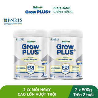 Combo 2 Sữa Bột Nutifood Sweden GrowPLUS+ Cao lớn vượt trội trên 2 tuổi  Bạc  800g 