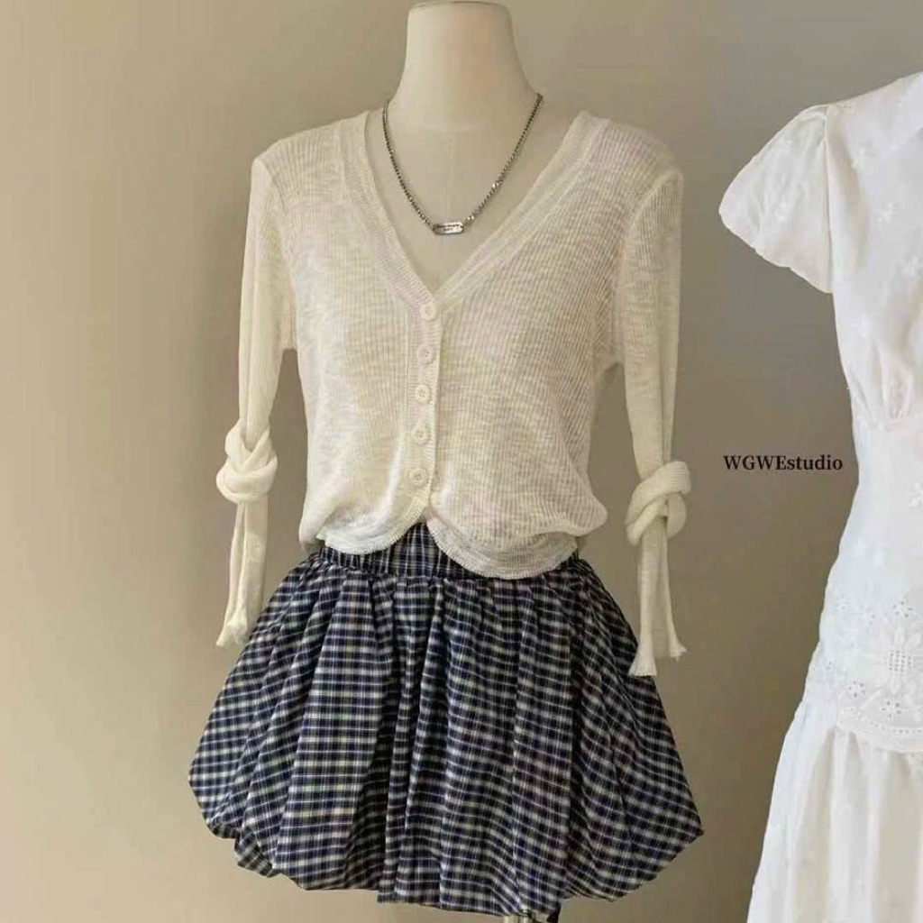 HYERI- Chân Váy Bí Kẻ Tag WG.WE  + Hàng QCCC 100%