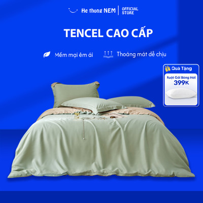 Set 5 món chăn ga gối He thong NEM cao cấp Set bộ vỏ chăn drap tencel trải phủ giường gối nệm 5 món cao cấp