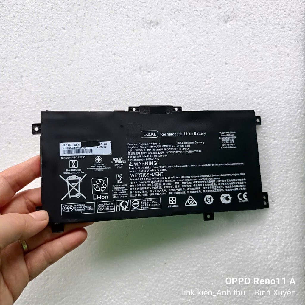 Pin Laptop HP LK03XL 52.5Wh – Dùng cho Envy X360 15, Envy 17-AE / BW Series