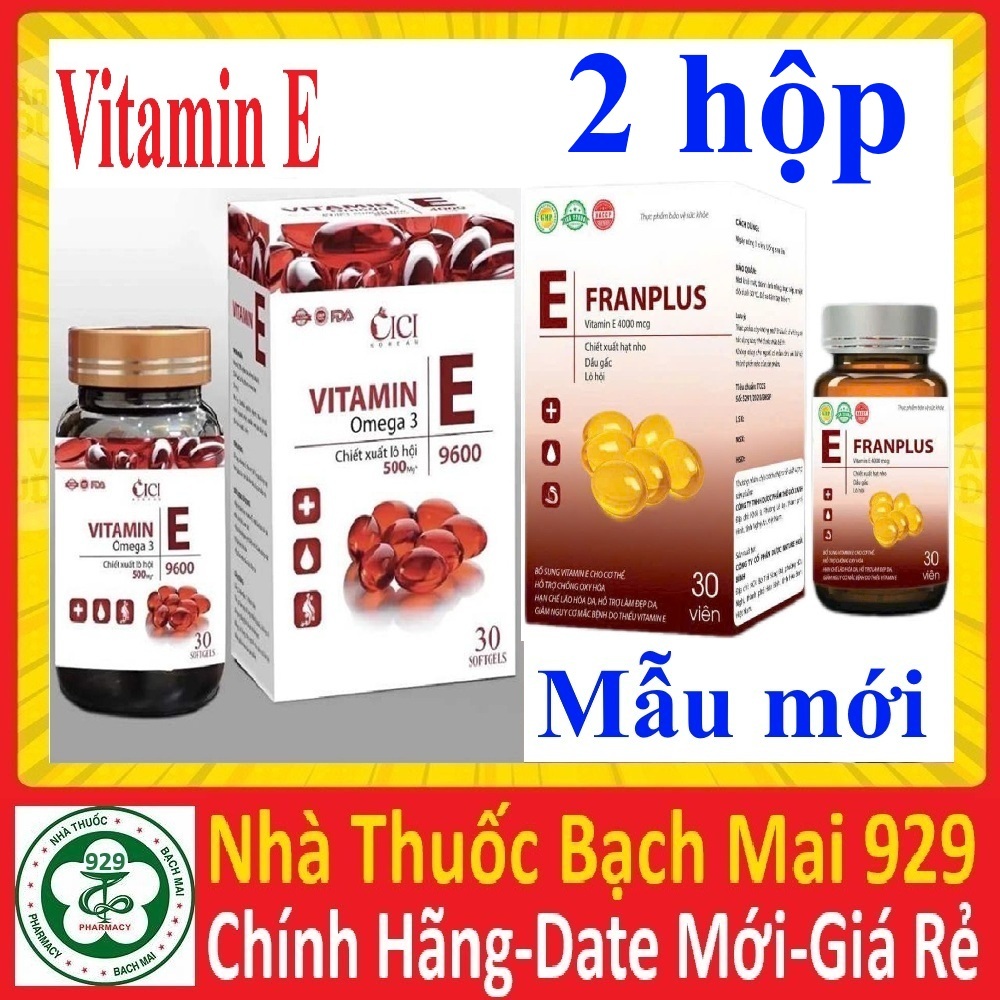 Combo 2 Hộp Vitamin E Đỏ Omega 3 9600 (Hộp 30 Viên) [sale929]