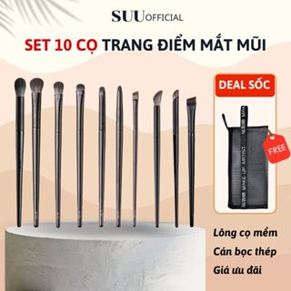 Set 10 Cọ Trang Điểm Mắt, Khối Mũi, Lông Mày Cá Nhân Và Chuyên Nghiệp Lông Mềm Mịn Bám Phấn Tốt