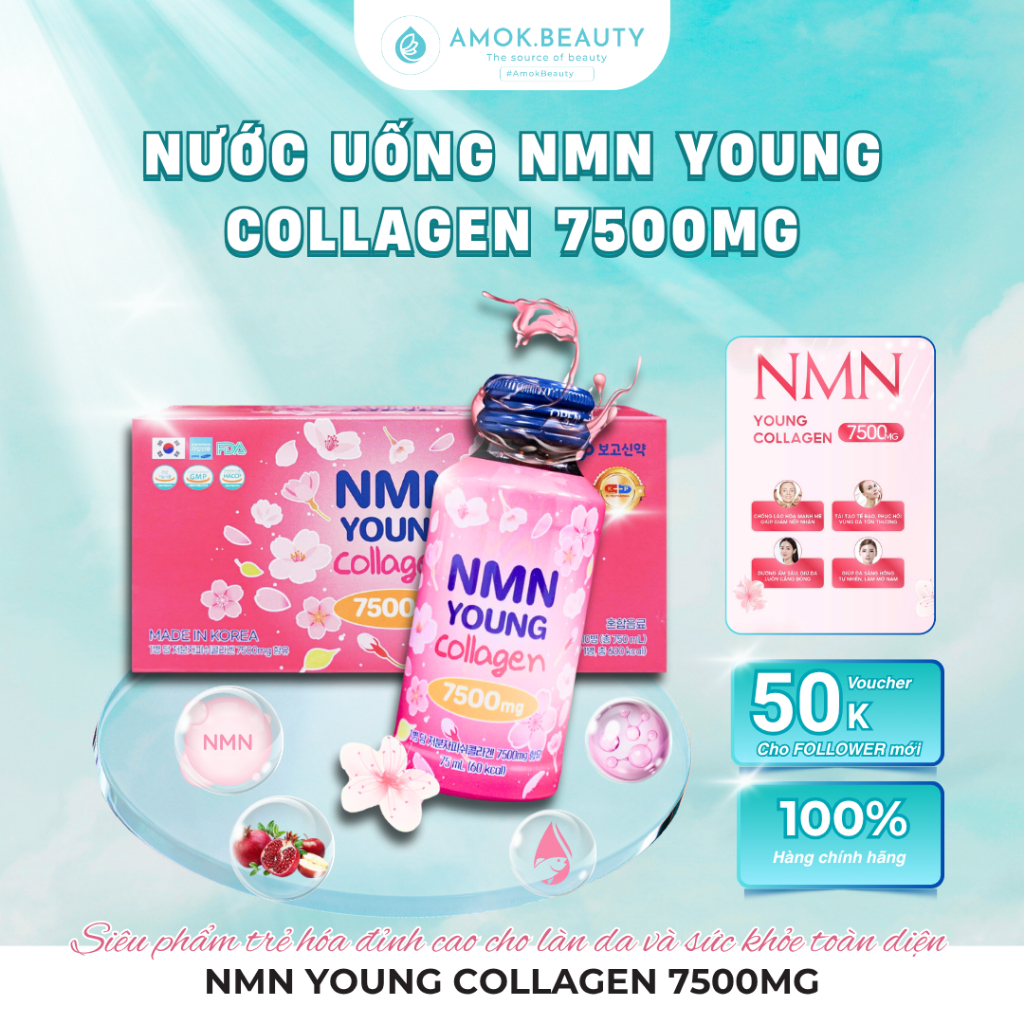 Nước uống NMN Young Collagen 7500mg – Siêu phẩm trẻ hóa đỉnh cao cho làn da và sức khỏe toàn diện