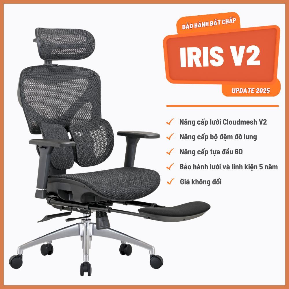 [Hoả tốc 30 phút] Ghế Công Thái Học Manson IRIS V2- Lưới Cloud Mesh Đen/Xám, Hỗ Trợ Cột Sống | BigBuy360 - bigbuy360.vn