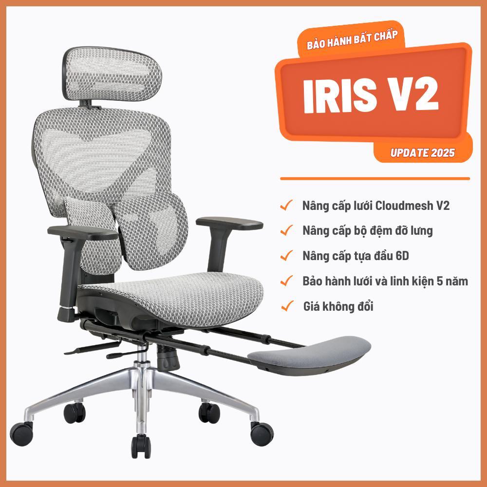 [Hoả tốc 30 phút] Ghế Công Thái Học Manson IRIS V2- Lưới Cloud Mesh Đen/Xám, Hỗ Trợ Cột Sống | BigBuy360 - bigbuy360.vn