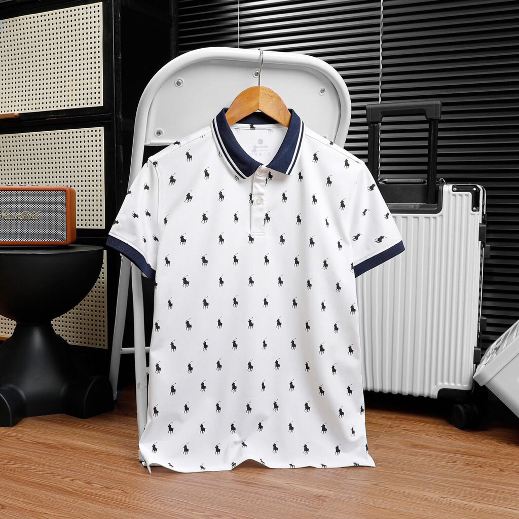 Áo polo họa tiết chấm bi con ngựa