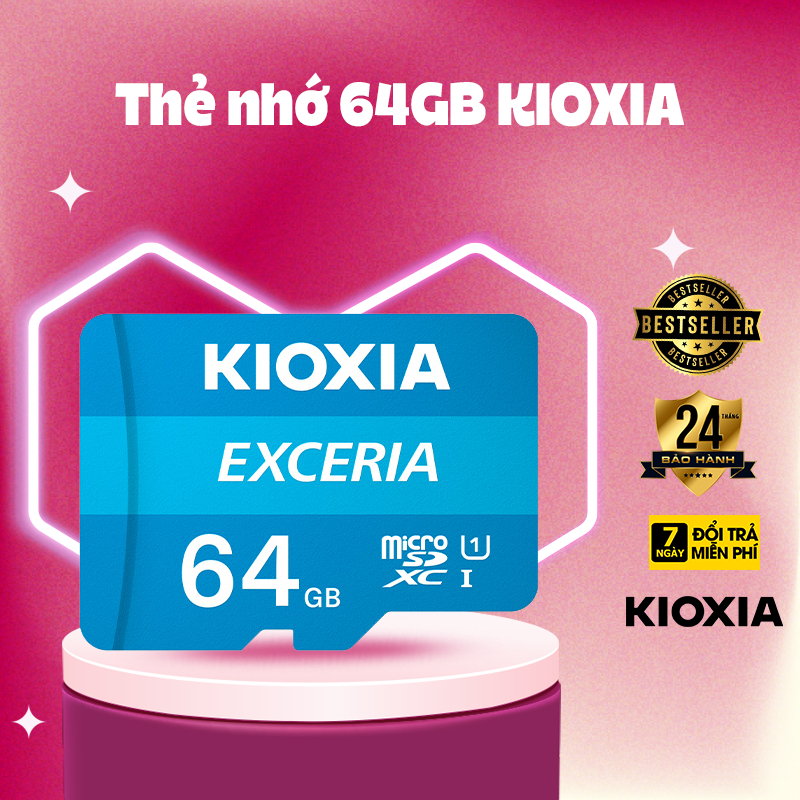 Thẻ nhớ camera, điện thoại Kioxia 256GB/128GB/64GB/32GB  đọc 100MB/s - Chính Hãng BH 7 Năm