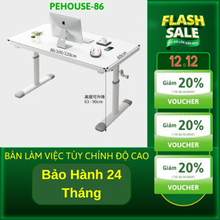 Bàn làm việc văn phòng tuỳ chỉnh nâng hạ độ cao mặt bàn bằng gỗ chân bàn chữ T tích hợp thăng bằng