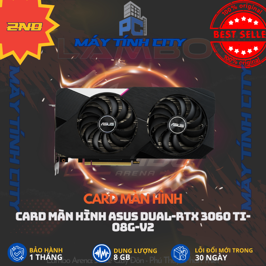 ard đồ họa ASUS DUAL RTX 3060 Ti OC 8GB - 2ND