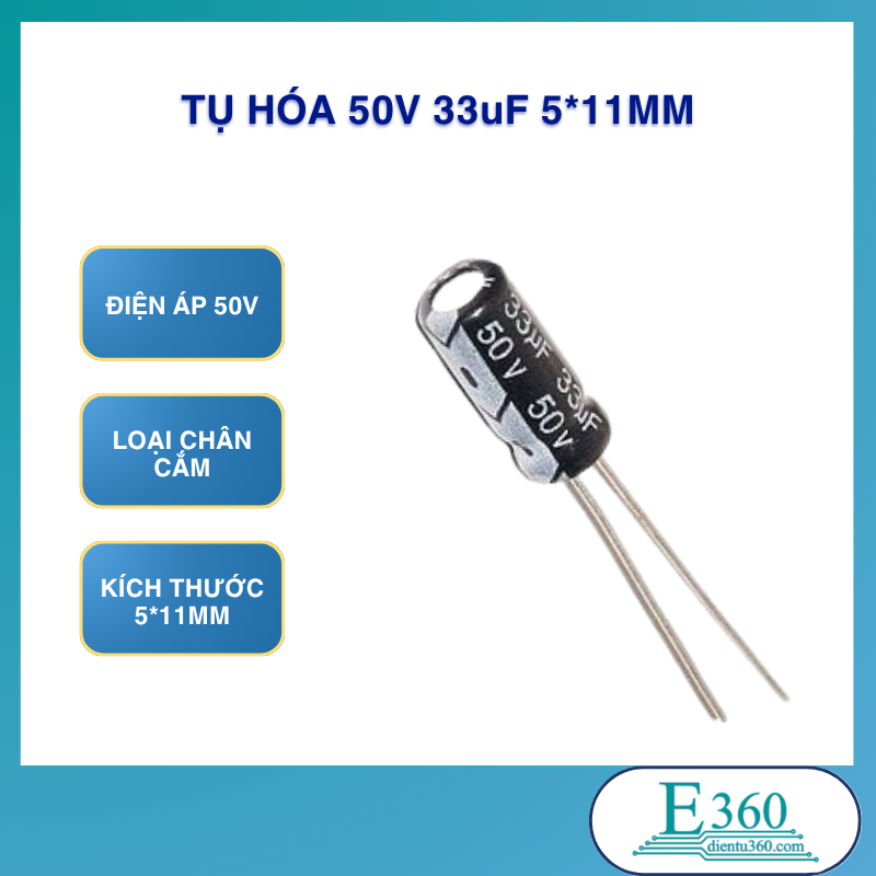 Tụ Hóa 50V 33uF 5*11MM (50Pcs)
