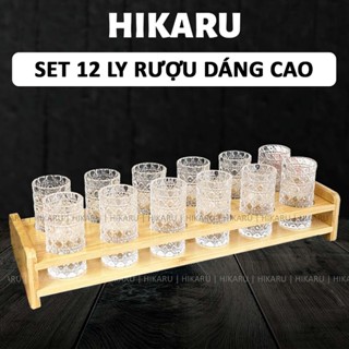 [Set 12] Ly Uống Rượu Thủy Tinh Shot Đẹp HIKARU Không Đế Cầm Dáng Cao 20ml Trang Trí DT250800301