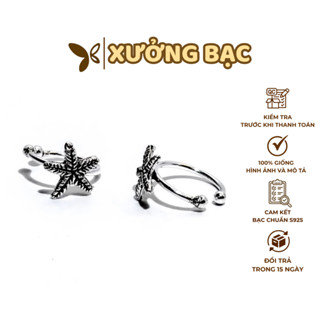  Khuyên kẹp Xưởng Bạc ECU3.90 thiết kế hình sao biển kẹp vành tai không cần lỗ 