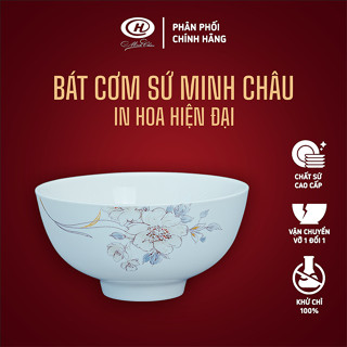 Bát cơm sứ Minh Châu in Hoa hiện đại - MCC06 - Vỡ 1 Đổi 1