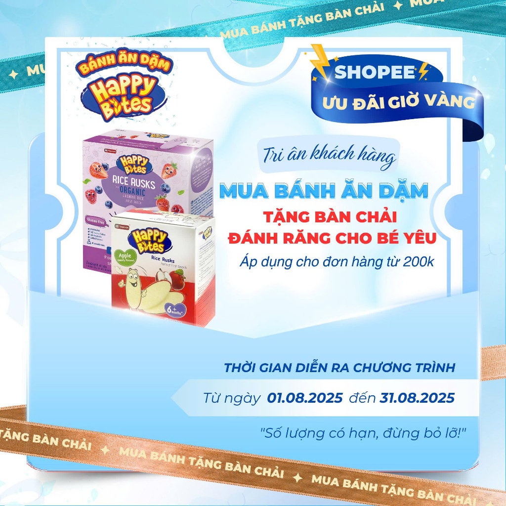 [ Happy Bites] Bánh ăn dặm hiệu Happy Bites 42g-50g