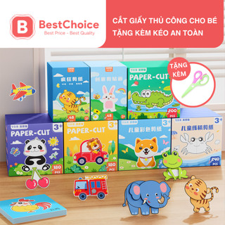  Combo cắt giấy thủ công cho bé BESTCHOICE kèm kéo an toàn đồ chơi paper cut giáo dục sớm trí tuệ 
