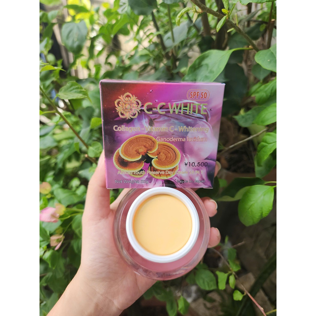 Kem Dưỡng Trắng Da C-C WHITE – Collagen, Vitamin C, Linh Chi SPF50 50g Nhật Bản