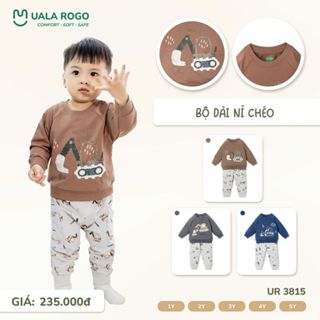 Đồ bộ bé trai bé gái Ualarogo dài tay 1-5 tuổi vải Cotton nỉ chéo co giãn mềm mại 3815