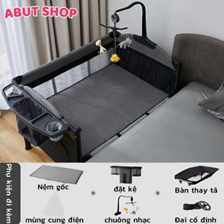 Nôi cũi vải cho bé, nôi em bé sơ sinh gấp gọn tiện lợi tặng kèm màn và đệm có bánh xe di chuyển, nôi vải gấp gọn đa năng