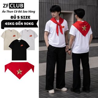[Combo Yêu Nước] Áo Thun Cờ Đỏ Sao Vàng + Khăn Quàng Tam Giác Cờ Đỏ ZONEFCLUB Nam Nữ Chất Liệu Cotton 2 Chiều Thoáng Mát