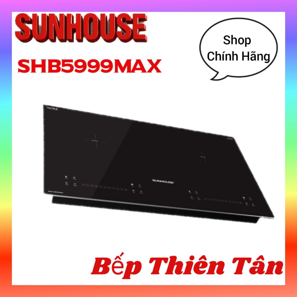 Bếp Từ Đôi SUNHOUSE SHB5999MAX New , kính bo viền nhôm SHBDI08PLUS