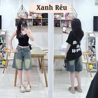Quần Short Jeans Nữ Dáng Lửng Ống Rộng Retro QJ60