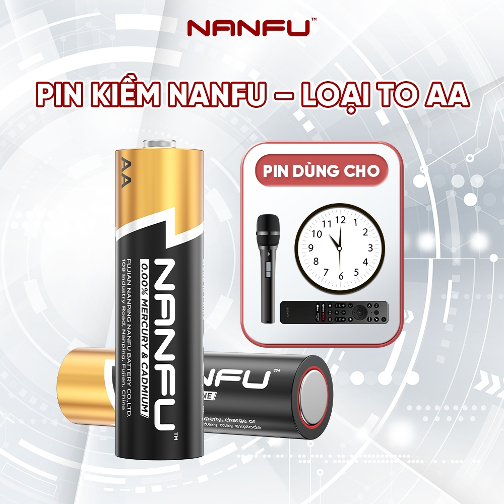 Nanfu Combo Pin AA Siêu Bền 1.5V Micro Alkaline Battery Pin Kiệm Không Dây Đồng Hồ Treo Tường Tiết