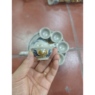 Bộ ấm trà men rạn đắp nổi