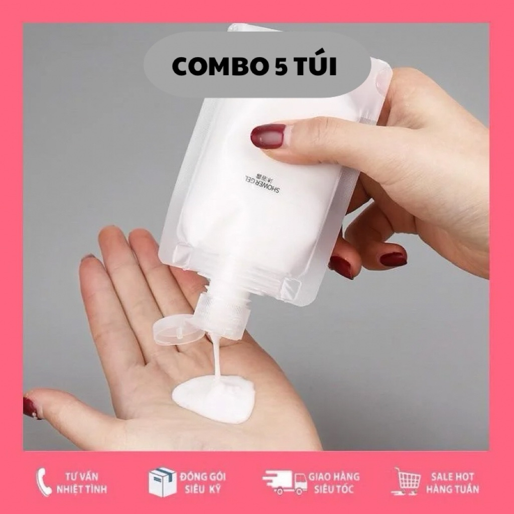 [COMBO 5 TÚI] Túi Chiết Mỹ Phẩm Du Lịch Đựng Dầu Gội Xả Sửa Rửa Mặt , Sữa Tắm Tái Sử Dụng Triết Mĩ Phẩm 30ml 50ml 100ml