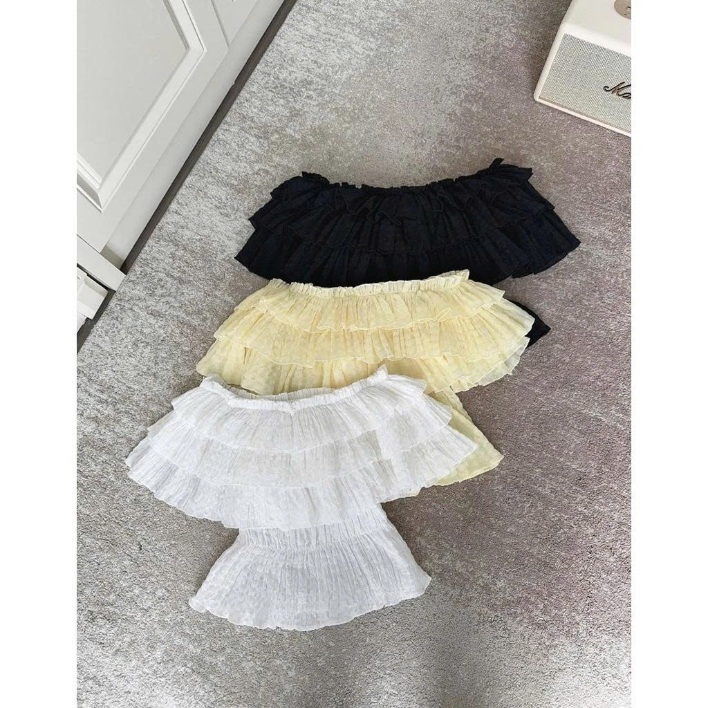 [MẶC 4 KIỂU] Áo Kiểu Nữ Trễ Vai Croptop Nhún 3 Tầng PUDDING TOP - Áo Lệch Vai | BigBuy360 - bigbuy360.vn