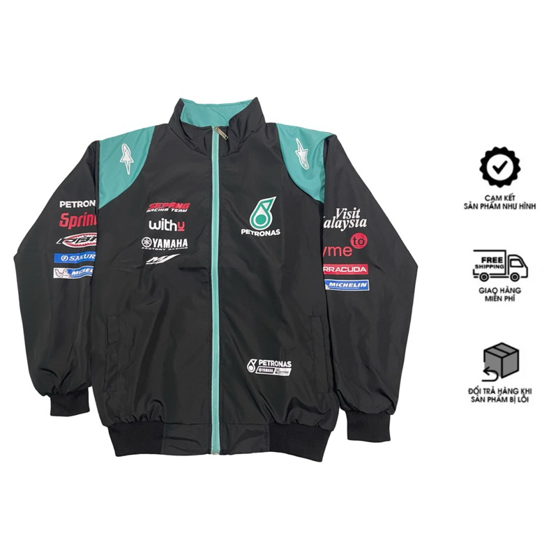 Áo khoác Dù Yamaha in 2 lớp dày dặn lót bên trong màu đen, áo khoác biker racing Chất