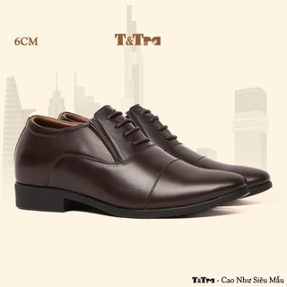  6CM  Giày Tăng Chiều Cao Nam T&Tra T51 Nâu Tối - Cao Bí Mật Từ Bên Trong 