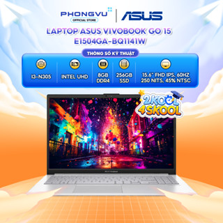 Laptop Asus Vivobook Go 15 E1504GA-BQ1141W (i3-N305/ Onboard graphics/ 8GB/ 256GB/ Windows 11) - Bảo hành 24 tháng