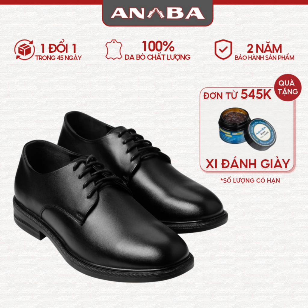 Giày Tây Nam Anba GTD-01 Da Bò Thật Cao Cấp, Đế Cao Su Nguyên Khối Êm Ái Chống Trượt Bảo Hành 24 Tháng