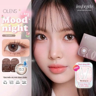 (OLENS) Lens 1 ngày | Kính áp tròng GIÃN TRÒNG - MOODNIGHT BROWN chính hãng OLENS KOREA | LENSFORGIRLSS