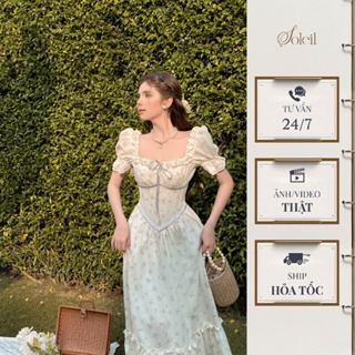 Váy Đầm Thiết Kế Nữ Dáng Xòe Tay Bồng Bo Chun Chiết Eo Hoa Nhí Tiểu Thư SOLEIL-Florence Dress VD11