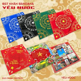 Khăn BANDANA YÊU NƯỚC- 80 năm vinh quang Quốc Khánh- Kích thước 70x70cm. Chất liệu lụa CAO CẤP