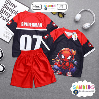 SAMKIDS - SK196 - Đồ Bộ Thể Thao Bé Trai Devilcat - Áo Thun Lưới Quần Bóng Chiếu Thái Bền Màu 