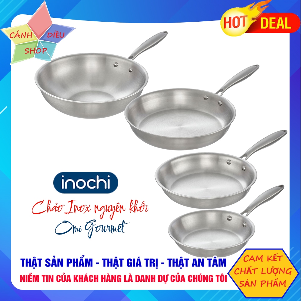 (Chính hãng Inochi) Chảo Inox nguyên khối cao cấp Omi Gourmet