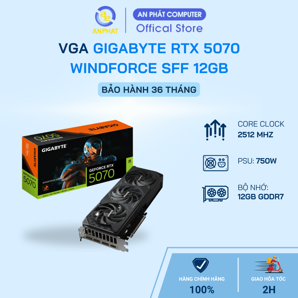 [FULL VAT] Card đồ họa - VGA Gigabyte RTX 5070 WINDFORCE SFF 12GB (HÀNG CHÍNH HÃNG | BẢO HÀNH 3 NĂM)