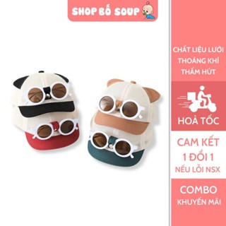 Mũ lưỡi trai phối lưới kèm kính cho bé từ 6 tháng - 3 tuổi chất liệu thoáng mát, thời trang, không bí đầu