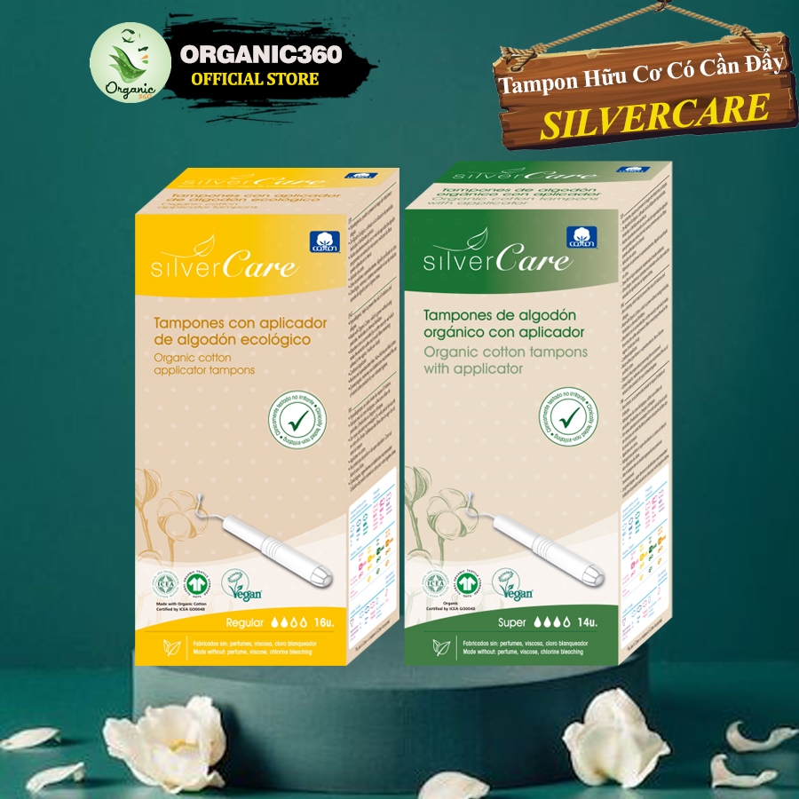 Tampon Hữu Cơ 2,3,4 giọt Có Cần Đẩy SILVERCARE An Toàn Mọi Làn Da