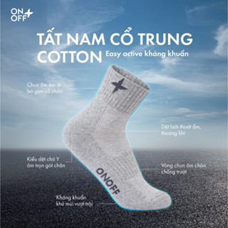 Tất nam thể thao cổ trung cotton kháng khuẩn khử mùi bảo vệ tối ưu các hoạt động ONOFF 18AQ25A150