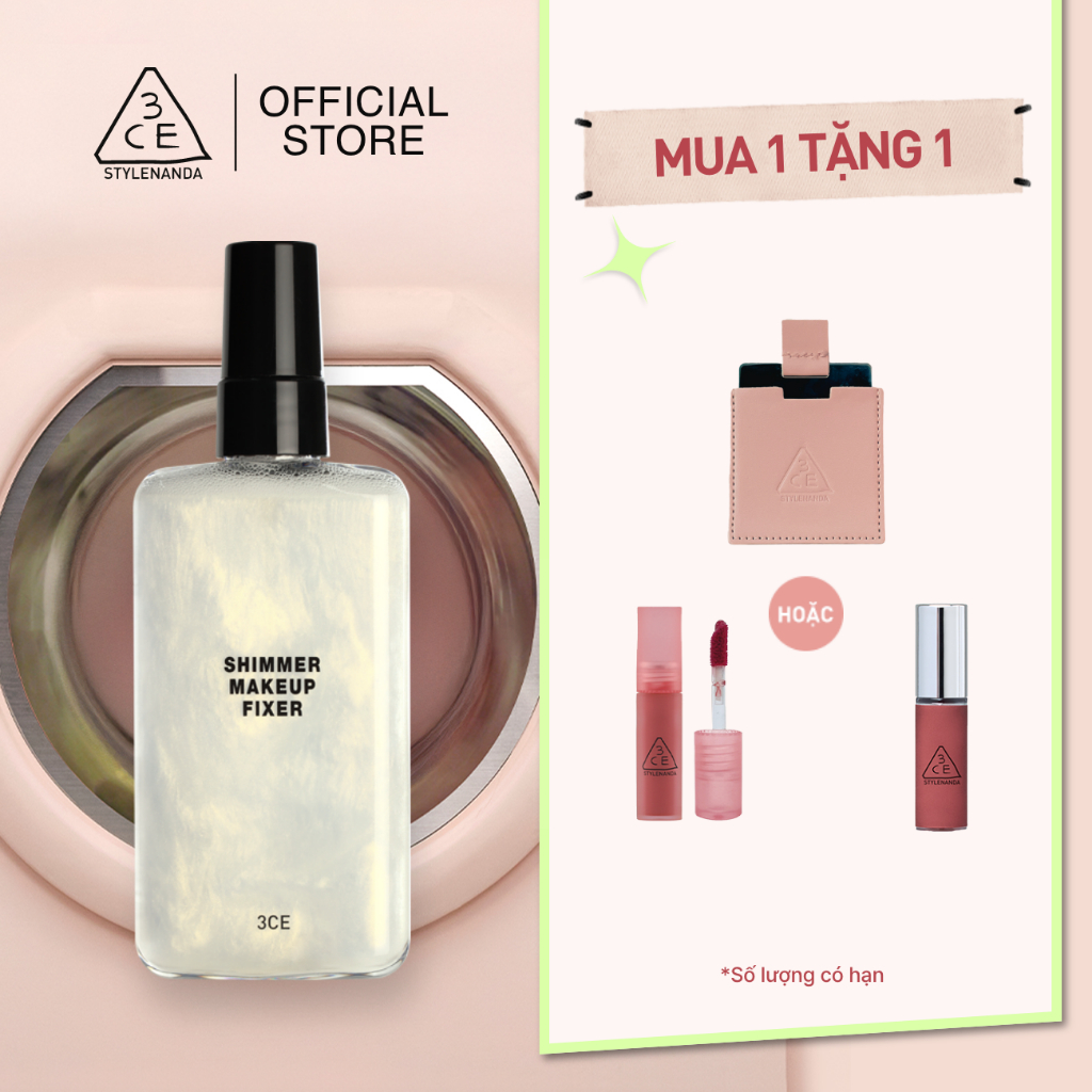 Chai Xịt Cố Định Lớp Trang Điểm 3CE 3CE Shimmer Makeup Fixer